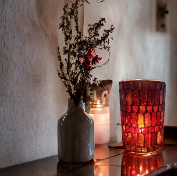 Red mosaic candle - Picture 4 of 5